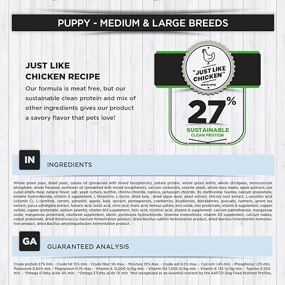 Nature's Hug Junior Growth for Medium & Large Breed Vegetarian & Sustainable Based Dry Dog Food 9.07kg
