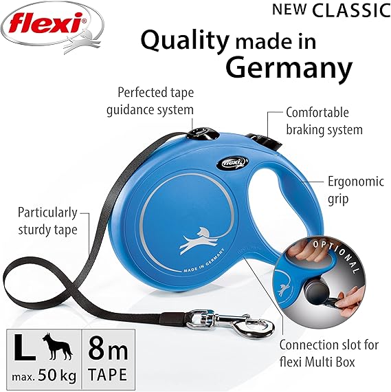 Flexi New Classic Retractable Dog Leash Blue 8m Large