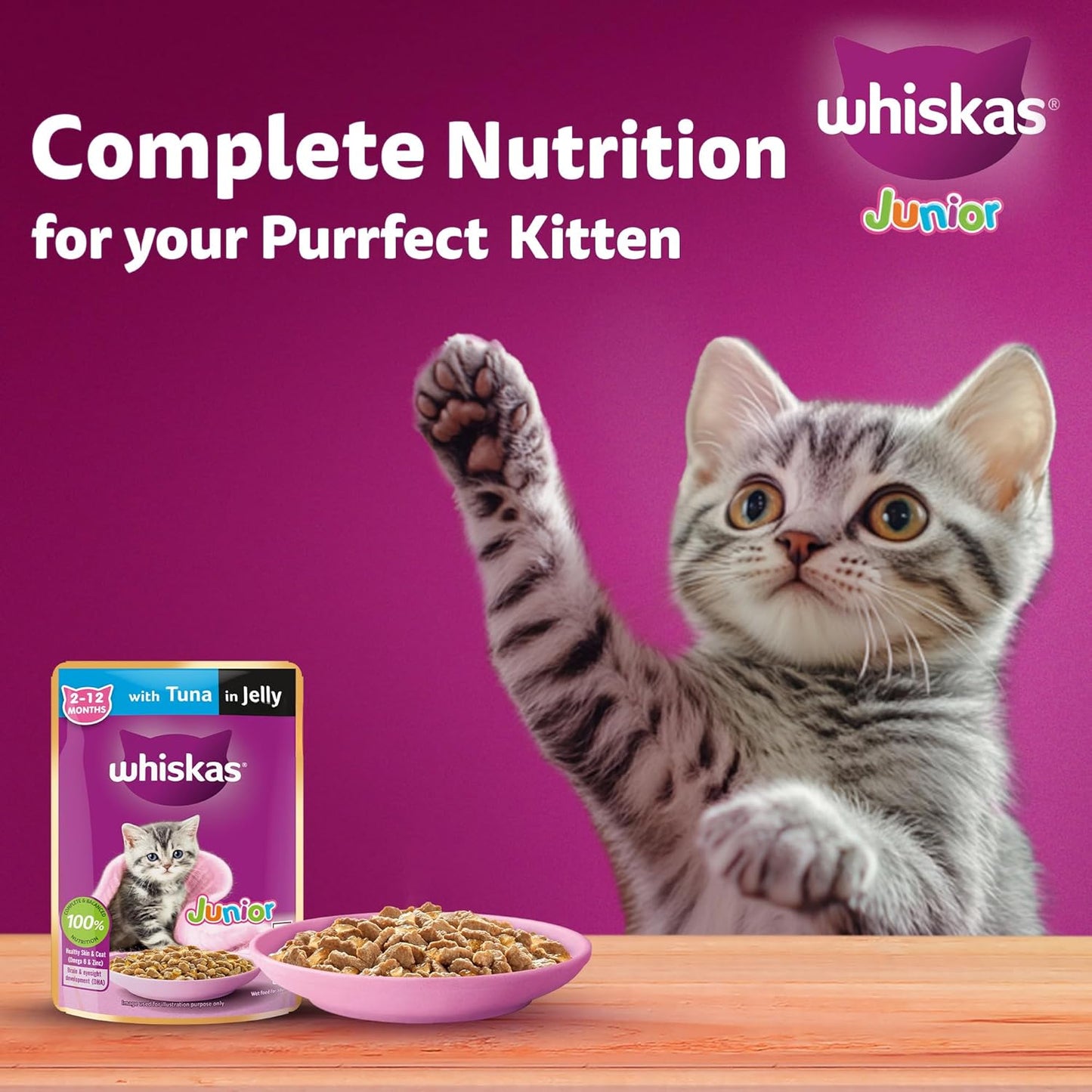 Whiskas Kitten Junior (2-12 Months) Tuna in Jelly Wet Food 80g