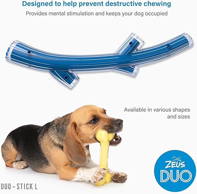 Zeus Duo Stick Chew & Fetch Toy Bacon Flavour - Blue