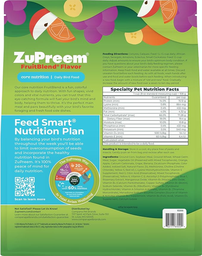 Zupreem Fruit Blend Natural Flavour For Medium & Large Birds