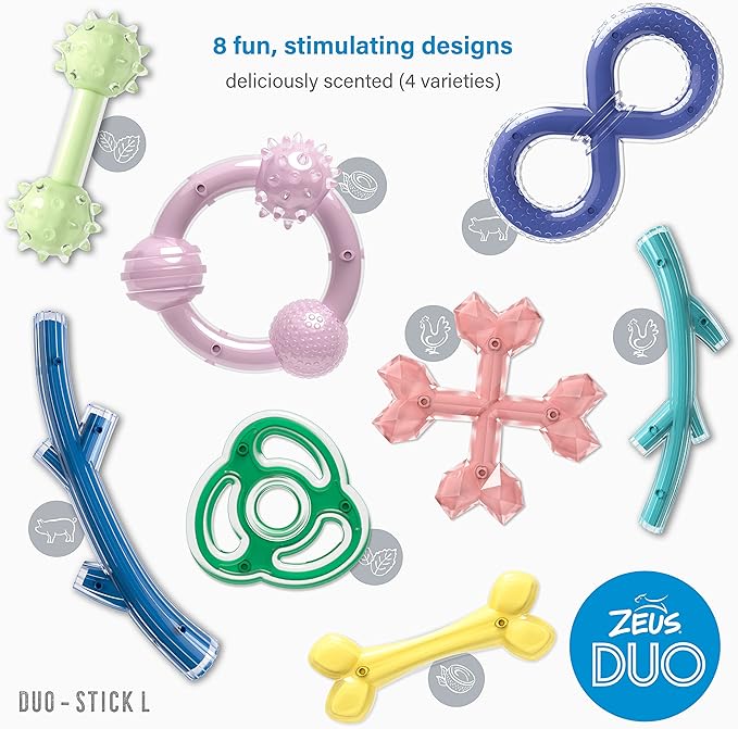 Zeus Duo Stick Chew & Fetch Toy Bacon Flavour - Blue