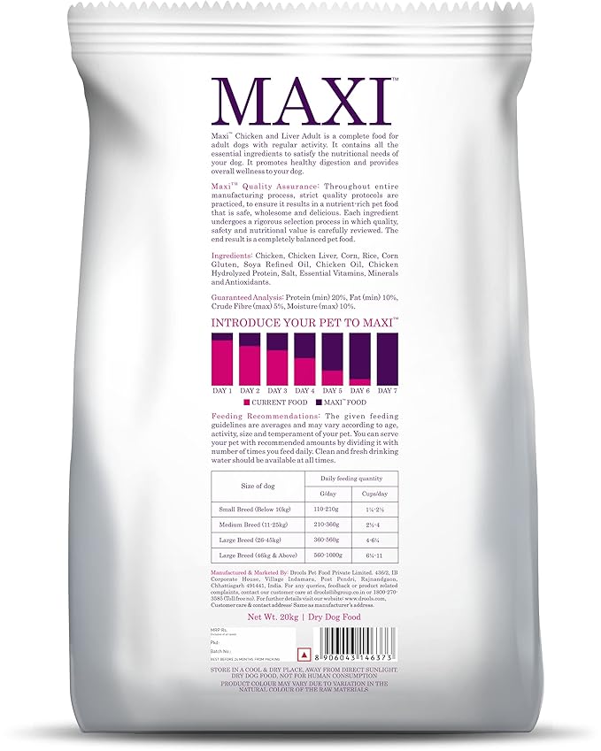 Drools Maxi Adult Dry Dog Food Chicken and Liver 20kg