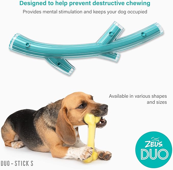 Zeus Duo Stick Chew & Fetch Toy Chicken Flavour - Turquoise