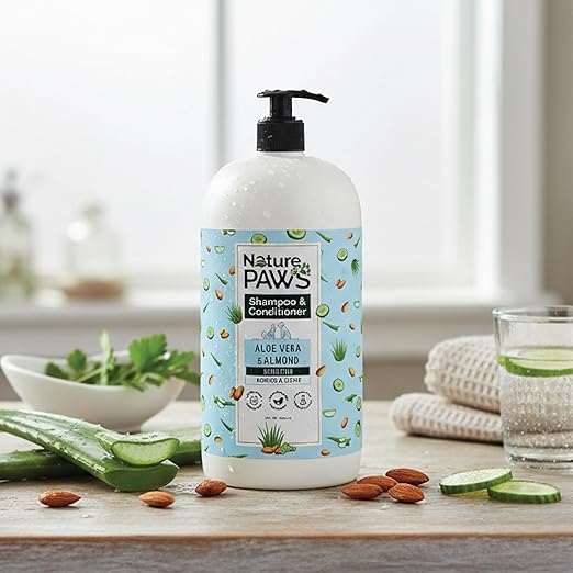 Nature Paws Aloe Vera & Almond Sensitive Nourish & Revive Shampoo & Conditioner For Dogs and Cats 1000ml