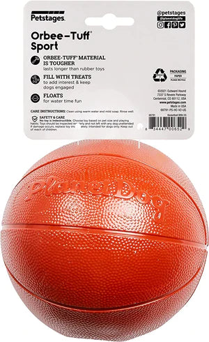 Petstages Orbee Tuff  Basketball Treat Dispenser Brown Dog Toy 5inch