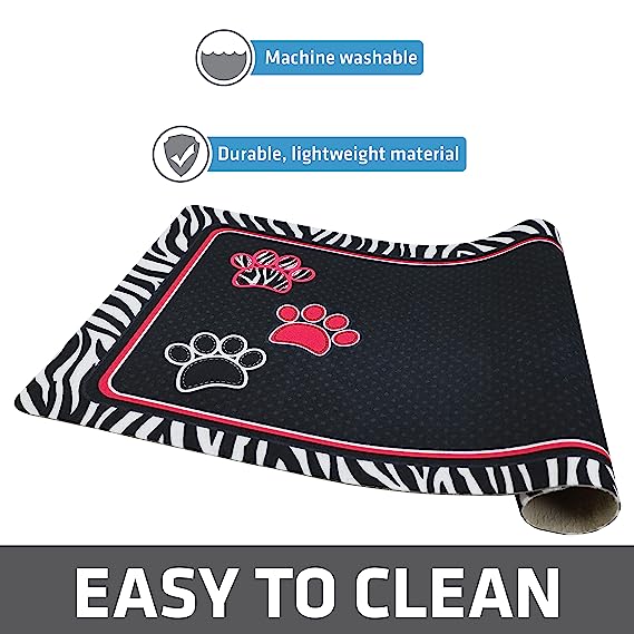 Drymate Dogs & Cats Food Feeding Mat Absorbent Fabric Waterproof Machine Washable - Zebra 12" x 20"