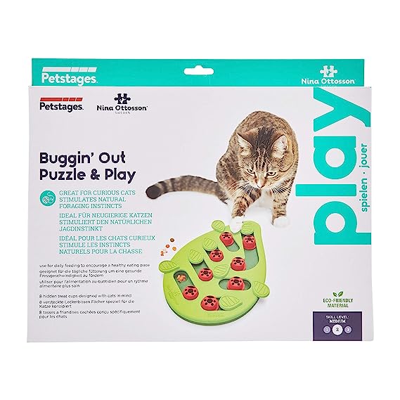 Petstages Bugging Out Puzzle & Play Cat Game Green