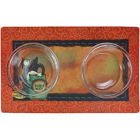 Drymate Cat Bowl with Place Mat in Hungry Kitty 12" x 20"