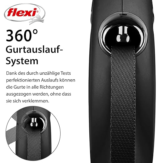 Flexi New Classic Retractable Dog Leash Black 8m Large