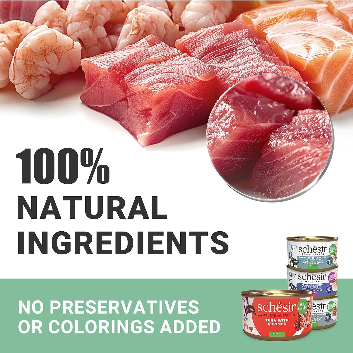 Schesir Complete Nutrition Tuna with Shrimp Tuna in Jelly Wet Cat Food For Adult Cats 85g