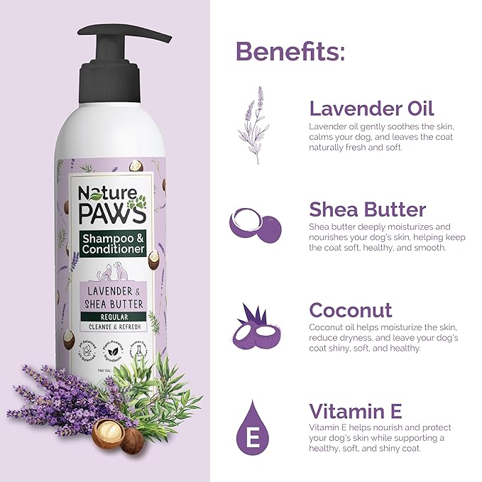 Nature Paws Lavender & Shea Butter Shampoo & Conditioner For Dogs and Cats