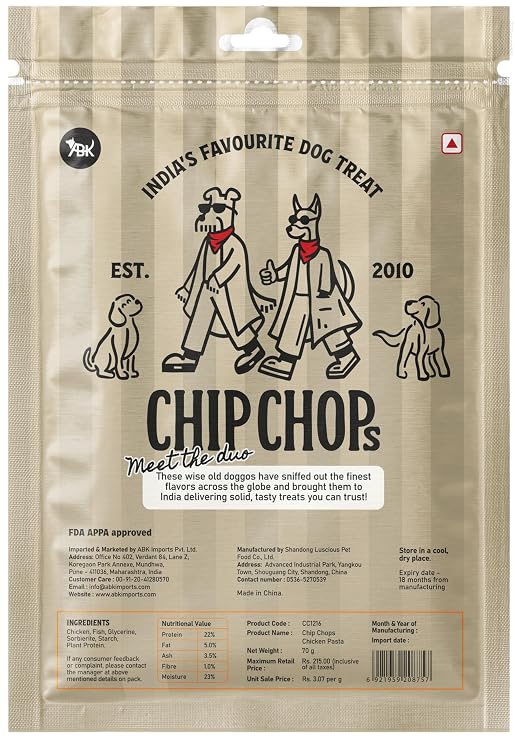 Chip Chops Chicken Pasta Dog Treat 70g
