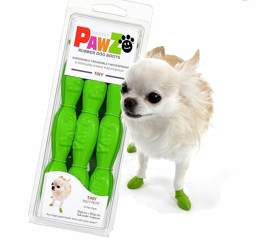 Pawz Protex Rubber Waterproof Dog Boots Bright Green - Tiny