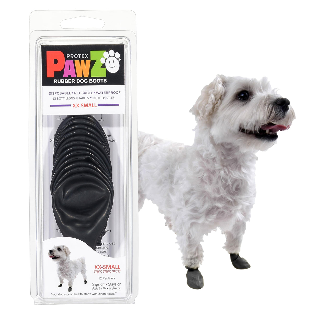 Pawz Protex Rubber Waterproof Dog Boots Black