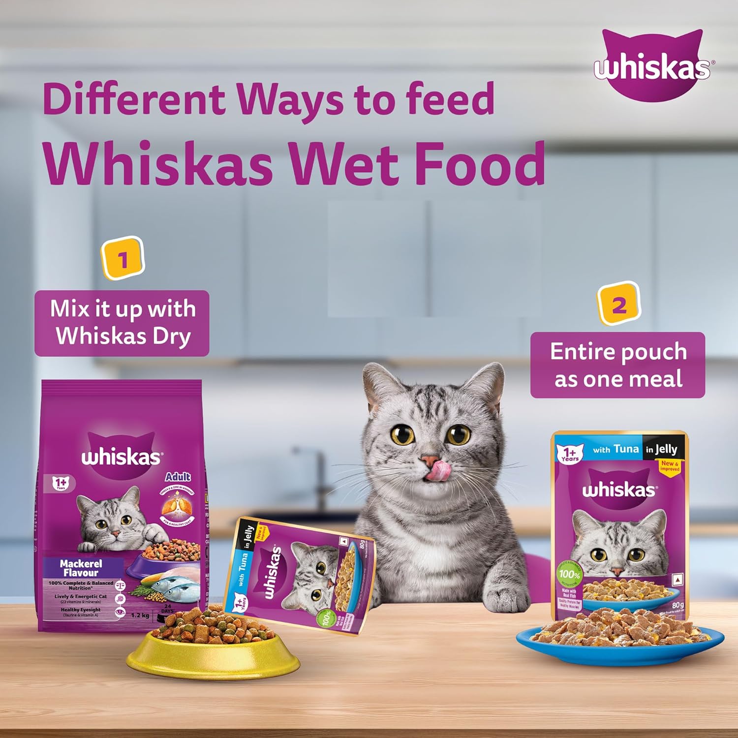 Whiskas Adult (1+ year) Tuna in Jelly Wet Cat Food 80g