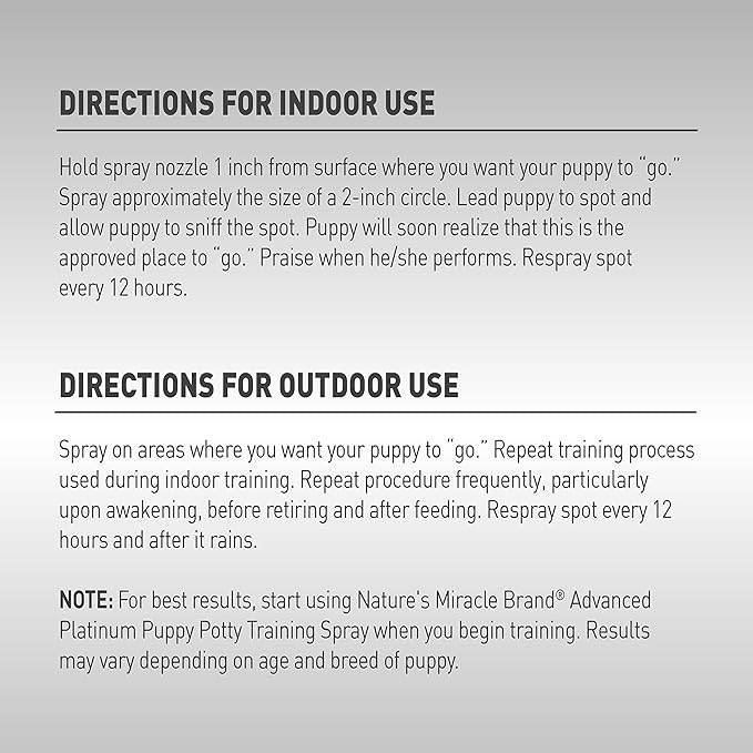 Nature's Miracle Advanced Platinum Puppy Potty Training Spray for Dogs 236ml