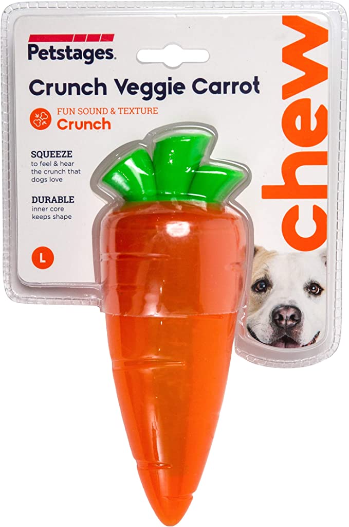Petstages Crunch Veggies Carrot Orange Dog Toy Large