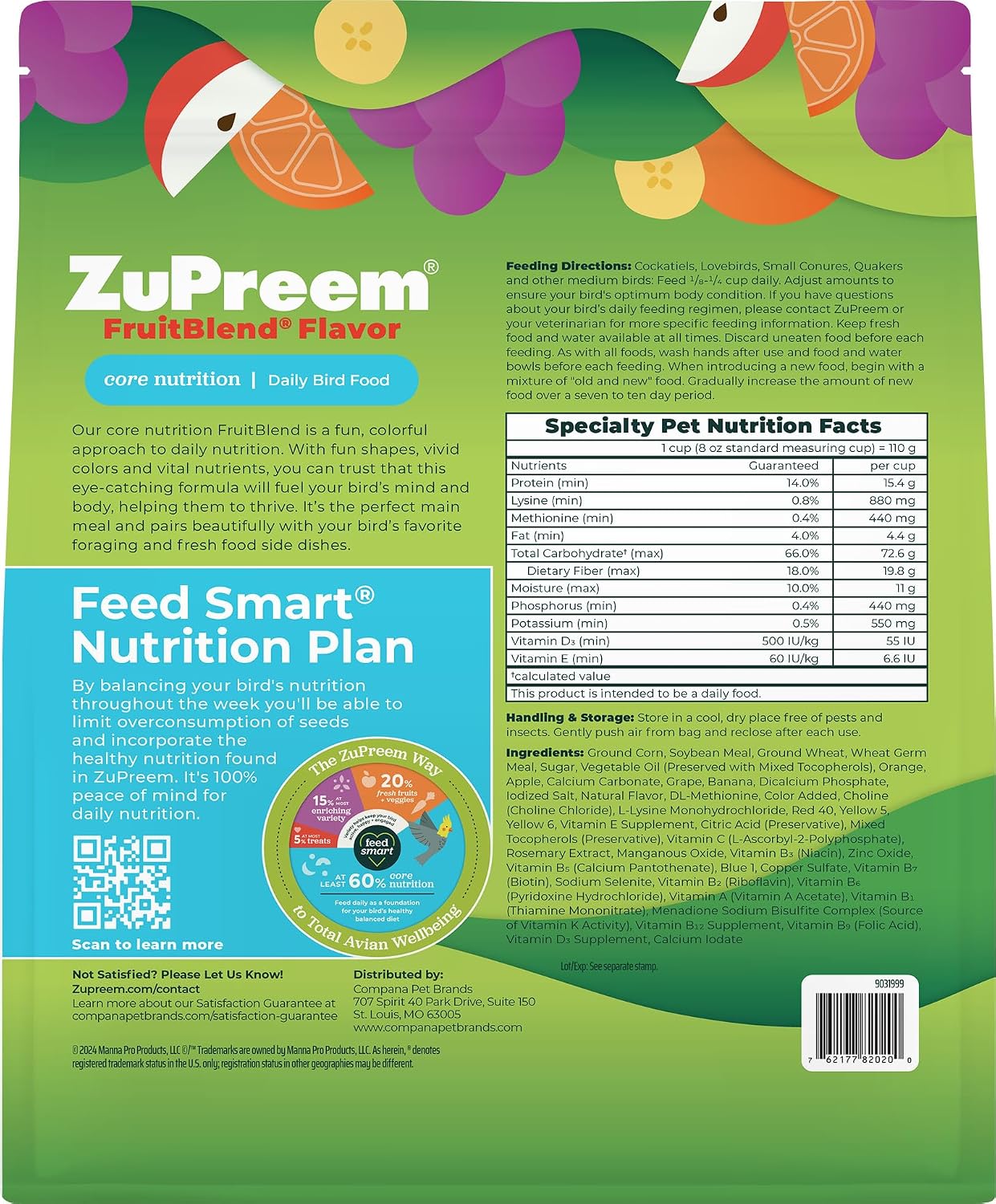 Zupreem Fruit Blend Flavour Food For Medium Birds