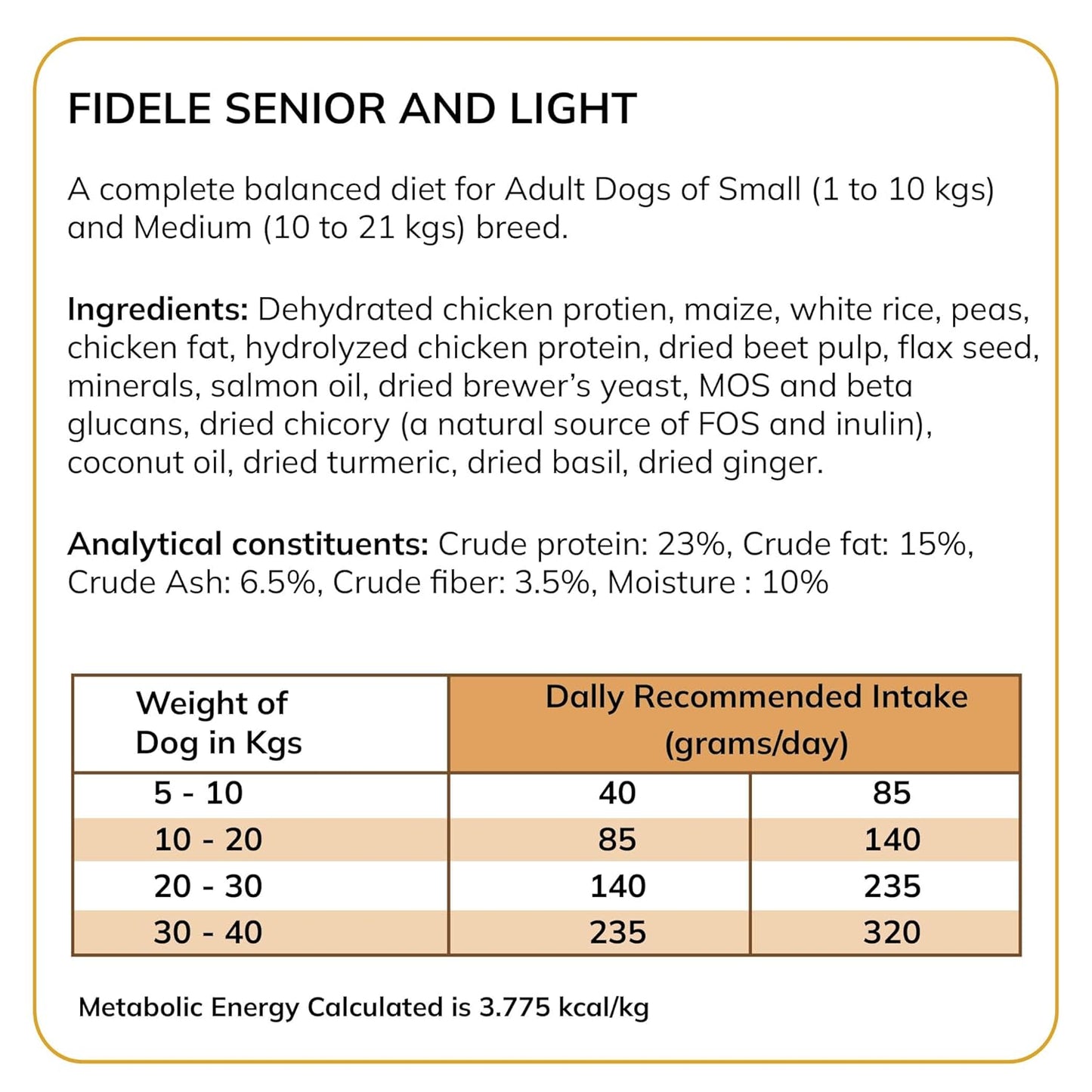Fidele Adult Senior Dry Food For Dogs
