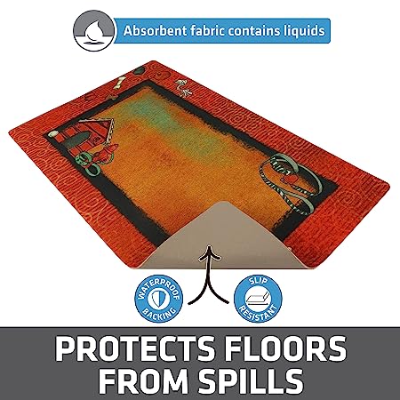 Drymate Pet Bowl Placemat Dog Food Feeding Mat Absorbent Fabric Waterproof Machine Washable - Swirl Border Design