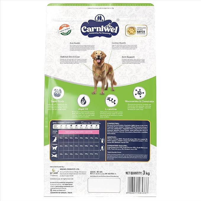 Carniwel Superfoods 100% Vegetarian Adult Large Breed Dry Dog Food 3kg