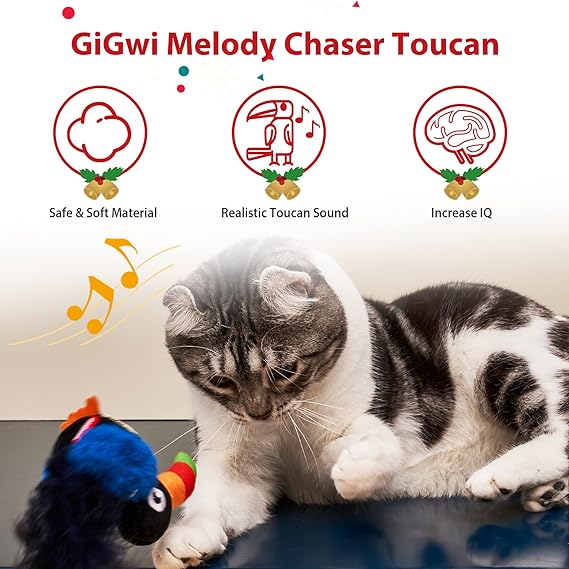 Gigwi Toucan Melody Chaser with Motion Activated Sound Chip Cat Toy 13x8x5cm