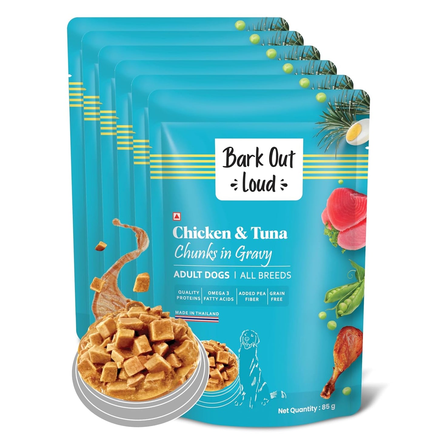 Bark Out Loud Tuna & Chicken Chunks in Gravy Adult Dogs All Breeds 85g