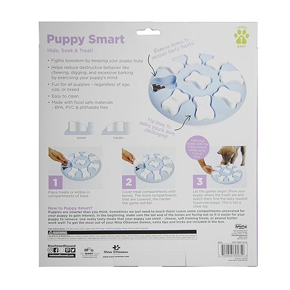 Outward Hound Nina Ottosson Puppy Smart Interactive Treat Puzzle Treat toy for Dogs Blue 28cm