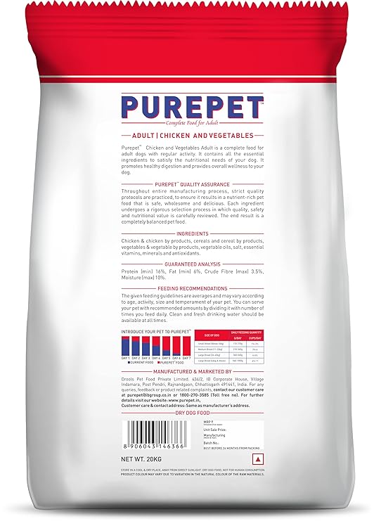 Purepet Chicken & Vegetable Adult Dry Food For 1kg