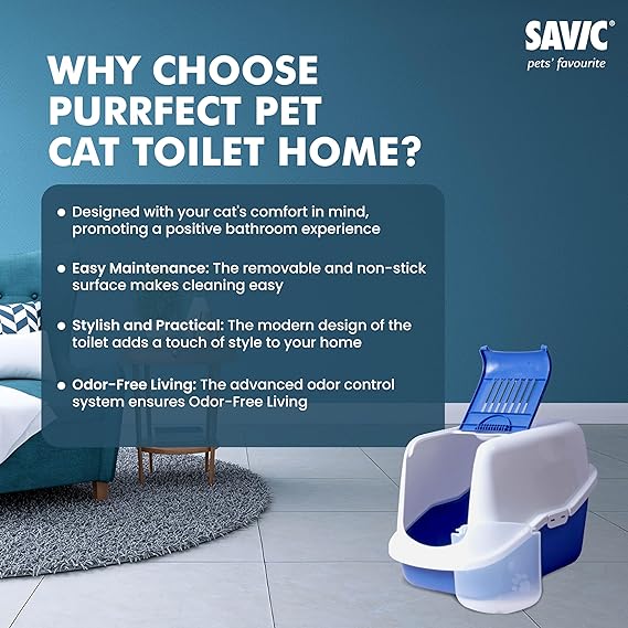 Savic Nestor Cat Toilet Home Nordic Blue 56x39x38.5cm