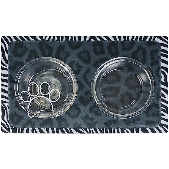 Drymate Pet Bowl Placemat Dog & Cat Food Feeding Mat Absorbent Fabric Waterproof Backing Slip-Resistant Machine Washable 12" x 20"