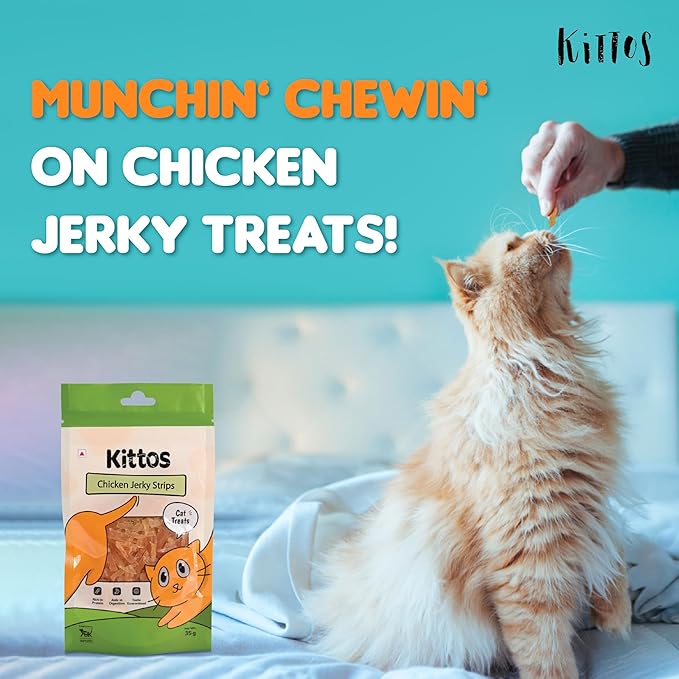 Kittos Chicken Jerky Strips Cat Treats 35g