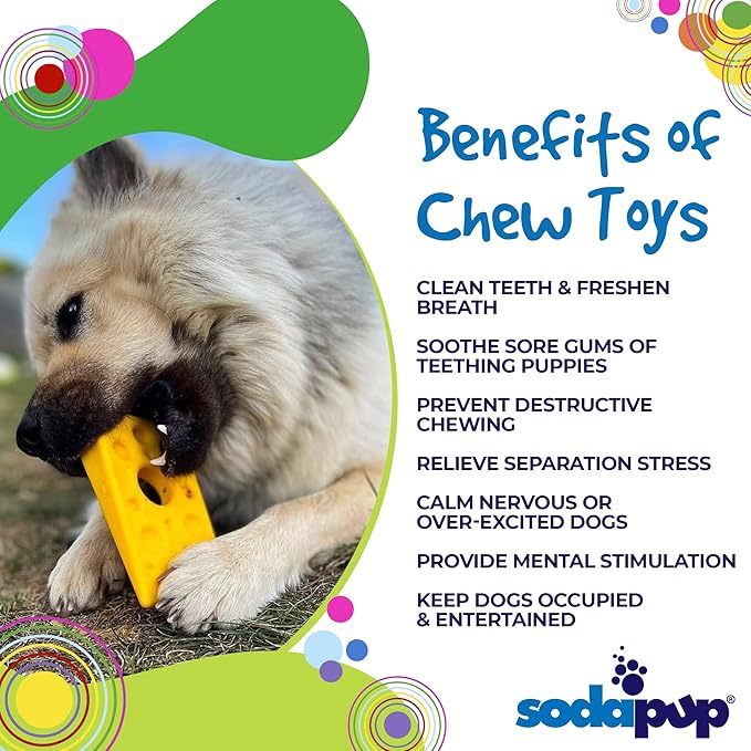 Sodapup Swiss Cheese Chew Treat Dispenser Toy Large Yellow 14x10x3cm