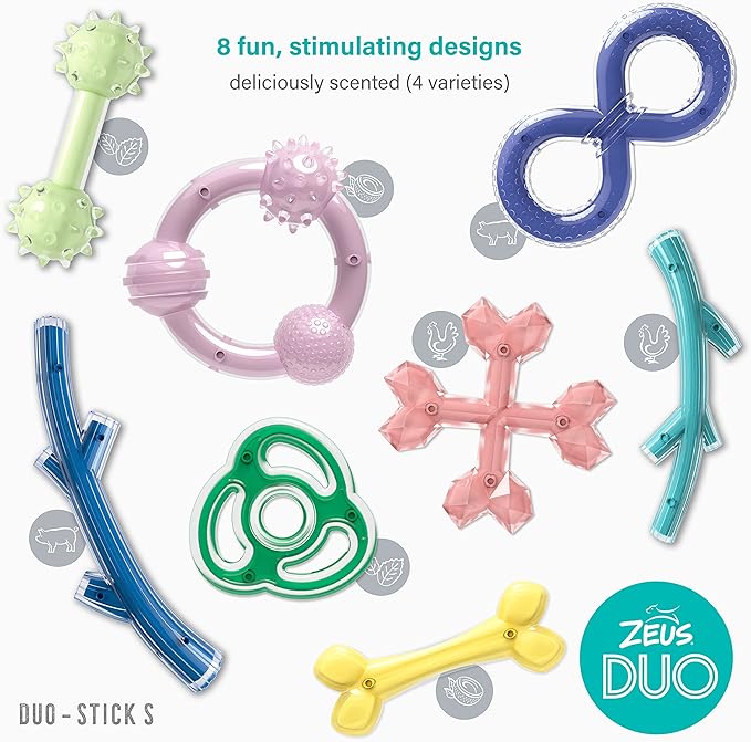 Zeus Duo Stick Chew & Fetch Toy Chicken Flavour - Turquoise