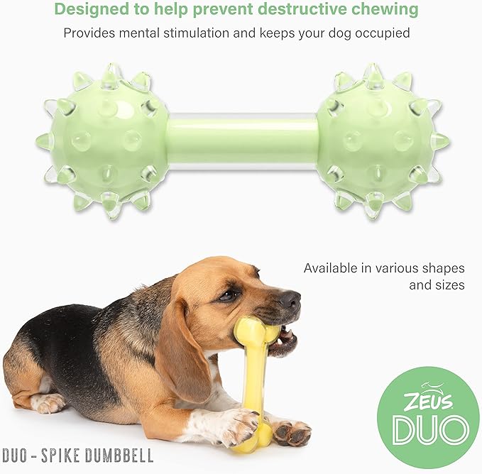 Zeus Duo Spike Dumbbell Chew Toy Mint Flavour - Green