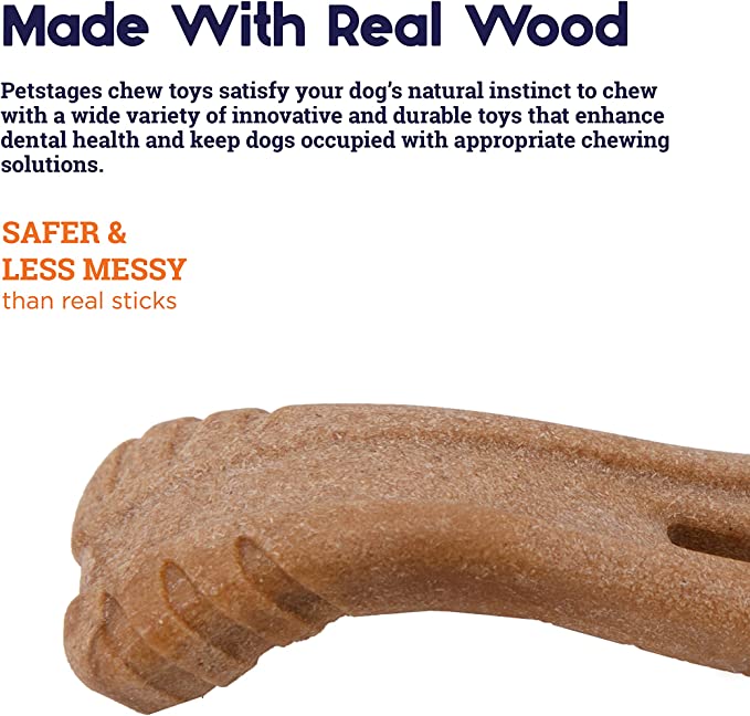 Petstages Dogwood Flip and Chew Bone Medium Brown Dog Toy 18x6cm