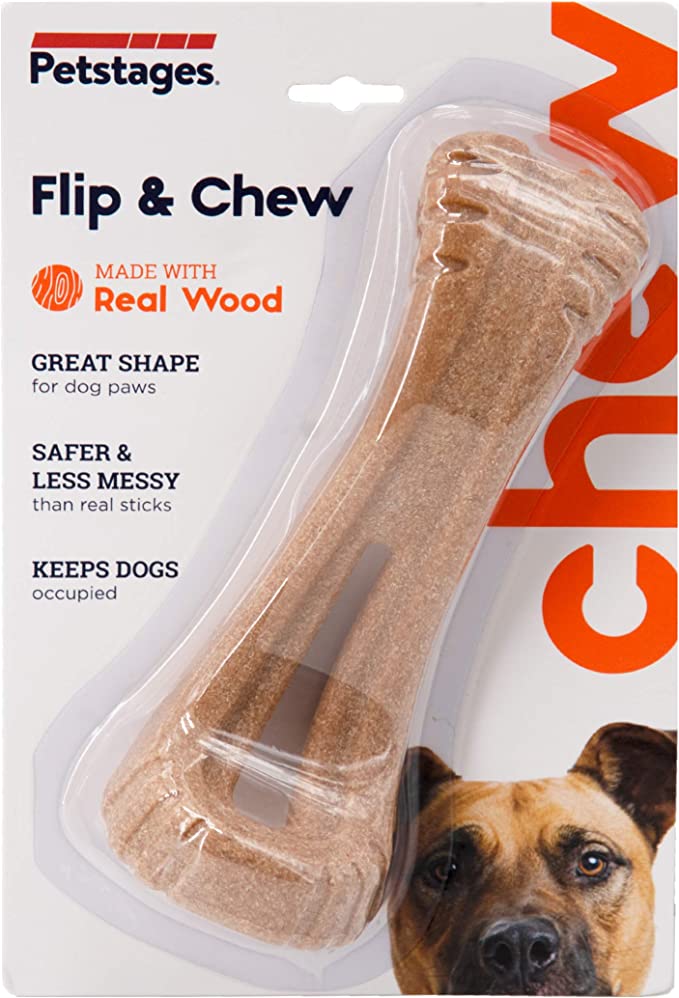 Petstages Dogwood Flip and Chew Bone Medium Brown Dog Toy 18x6cm