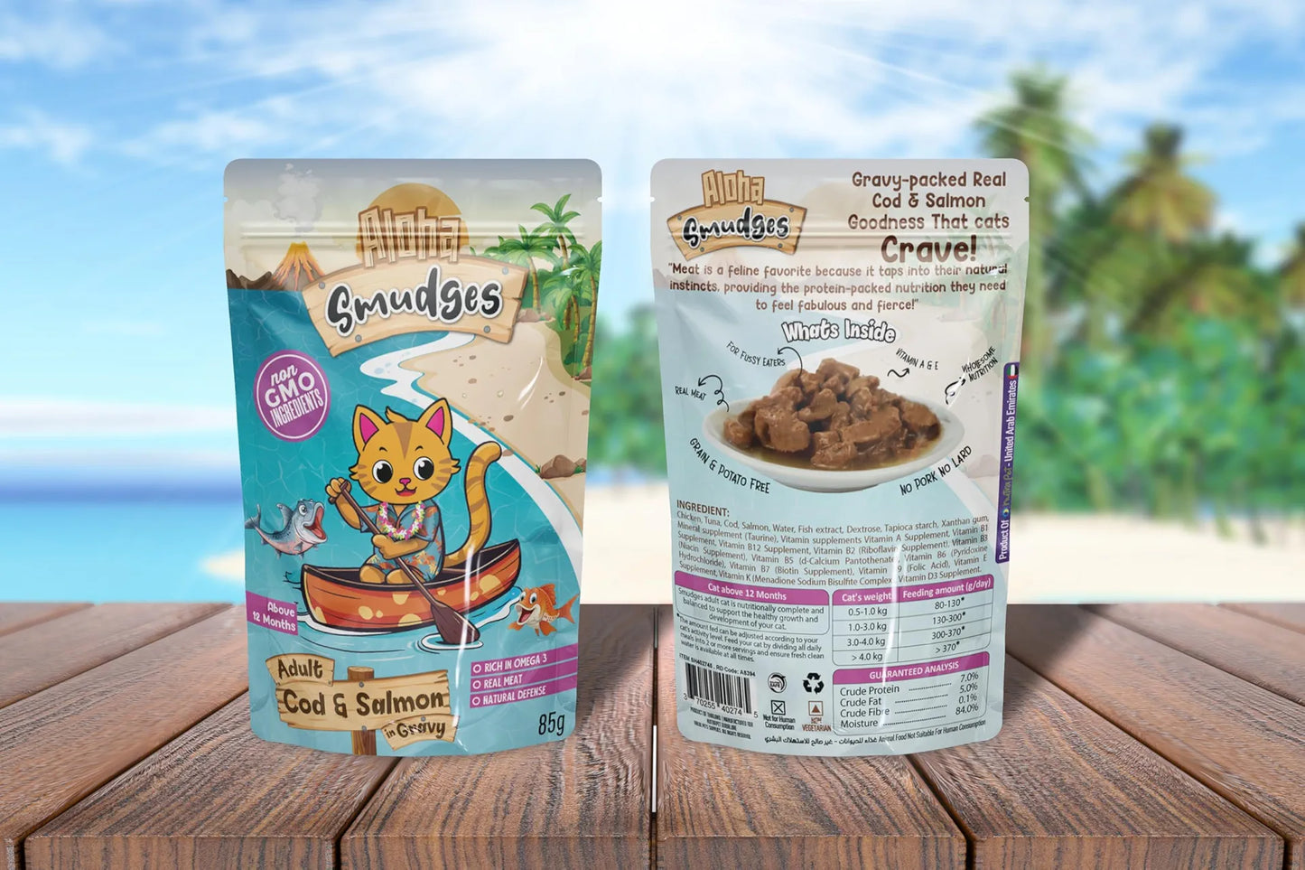 Smudges Aloha Adult Cod & Salmon in Gravy Wet Cat Food 85gm
