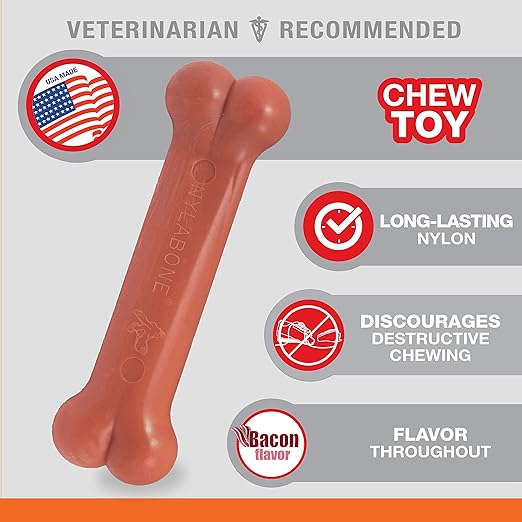Nylabone Power Chew Bone Bacon Flavor Up to 7kg Dogs 9.67cm x 2.69cm x 1.60cm