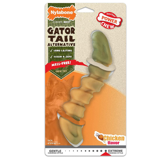 Nylabone Power Chew Gator Tail Alternative Chicken Flavor Chew Toy For Up To 23kg Dogs 19cm x 2cm x 3cm