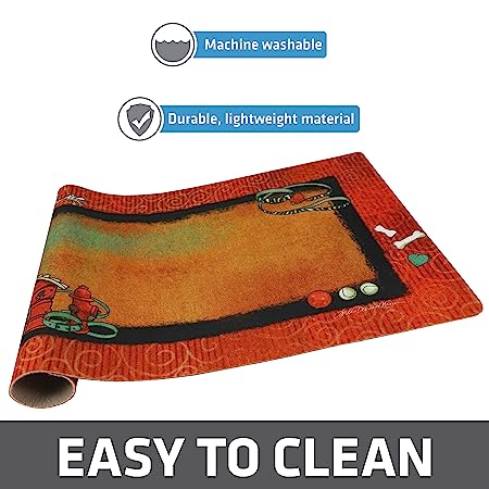 Drymate Pet Bowl Placemat Dog Food Feeding Mat Absorbent Fabric Waterproof Machine Washable - Swirl Border Design