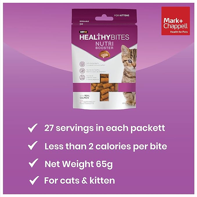 VETIQ Healthy Bites Nutri Booster With Real Salmon For Kittens 65gm (Pack of 2)