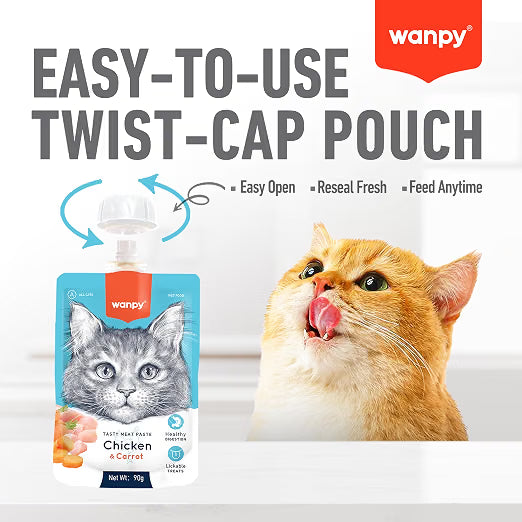 Wanpy Premium Lickable Creamy Meat Paste Duck and Pumpkin Cat Treats 90g
