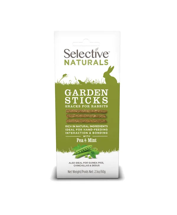 Selective Naturals With Pea & Mint Garden Sticks Snacks For Rabbits Also Ideal For Guinea Pigs I Chinchillas & Degus 60g