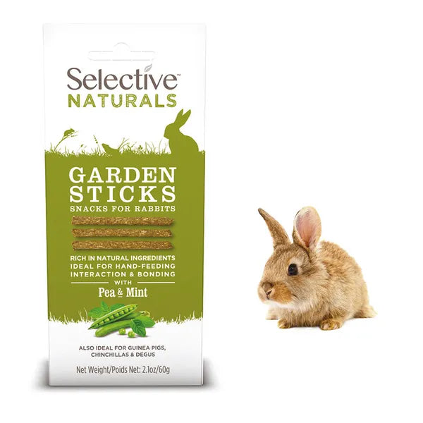 Selective Naturals With Pea & Mint Garden Sticks Snacks For Rabbits Also Ideal For Guinea Pigs I Chinchillas & Degus 60g