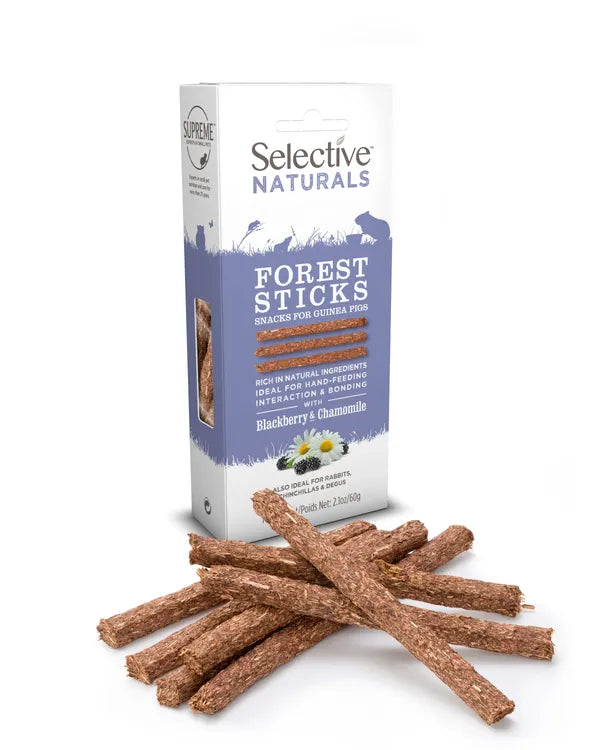 Selective Naturals With Blackberry & Chamomile Forest Stick Snack For Guinea Pigs Also Ideal For Rabbit I Chinchillas & Degus 60g