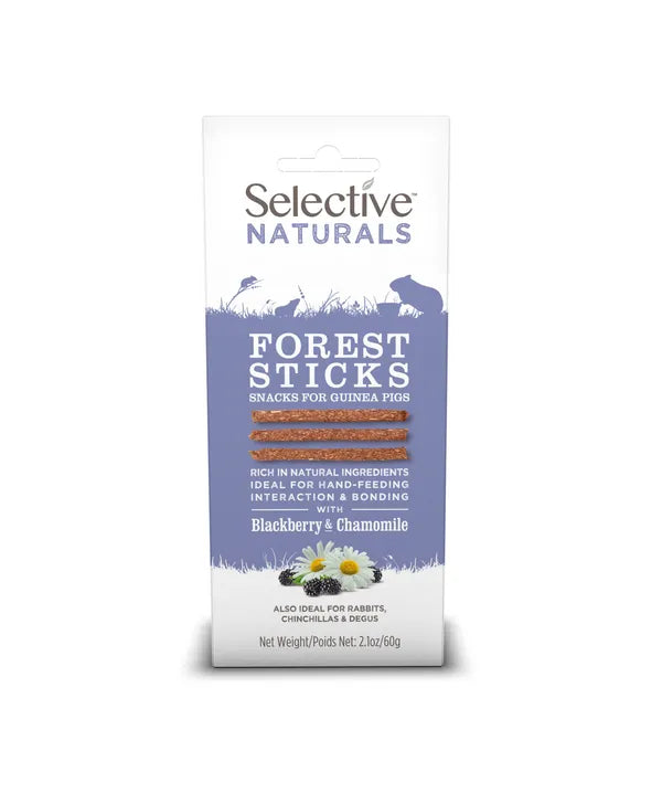 Selective Naturals With Blackberry & Chamomile Forest Stick Snack For Guinea Pigs Also Ideal For Rabbit I Chinchillas & Degus 60g