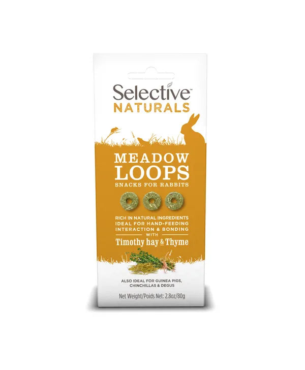 Selective Naturals With Timothy Hay & Thyme Meadow Loops Snacks For Rabbits Also Ideal For for Guinea Pigs I Chinchillas & Degus 80g