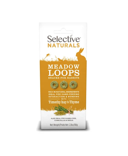 Selective Naturals With Timothy Hay & Thyme Meadow Loops Snacks For Rabbits Also Ideal For for Guinea Pigs I Chinchillas & Degus 80g